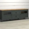 Szafka RTV Foreells 184 cm zielona/ dąb Evoke