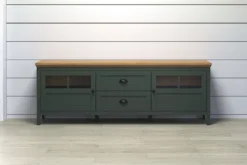 Szafka RTV Foreells 184 cm zielona/ dąb Evoke