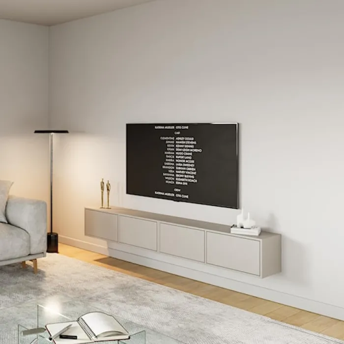 Szafka RTV Framme wisząca z czterema klapami 200 cm kaszmir