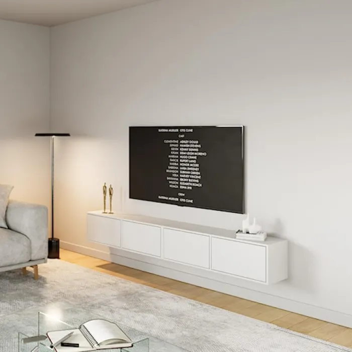 Szafka RTV Framme wisząca z czterema klapami 200 cm biała