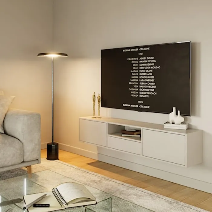Szafka RTV Framme wisząca z trzema klapami i wnęką 150 cm kaszmir