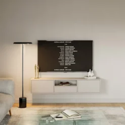 Szafka RTV Framme wisząca z trzema klapami i wnęką 150 cm kaszmir