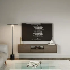 Szafka RTV Framme wisząca z trzema klapami i wnęką 150 cm orzech wisconsin