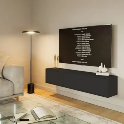 Szafka RTV Framme wisząca z trzema klapami 150 cm czarna