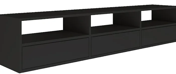 Szafka RTV Framme wisząca z trzema klapami i wnękami 150 cm czarna