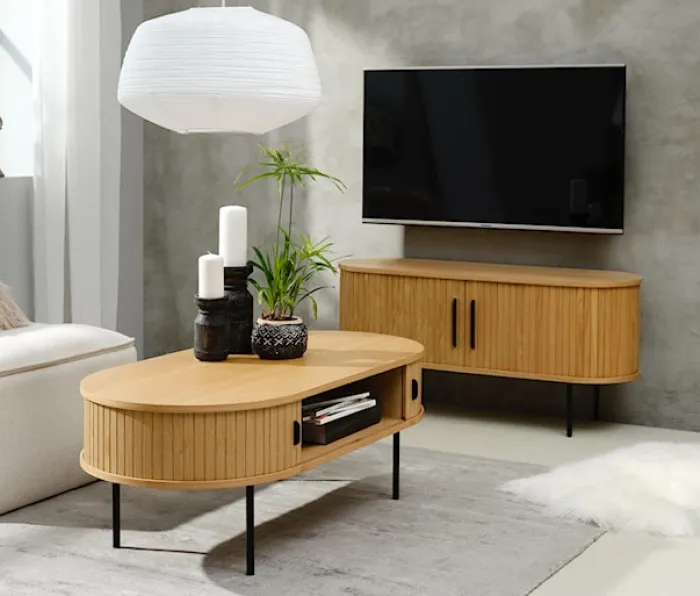 Szafka RTV Gativel 120 cm lamele dąb naturalny
