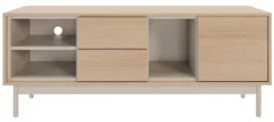 Szafka RTV jednodrzwiowa Layen z dwiema szufladami i trzema wnękami 138 cm dąb lindberg/kaszmir