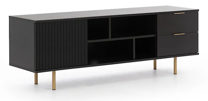Szafka RTV Klazby 150 cm czarny mat lamele