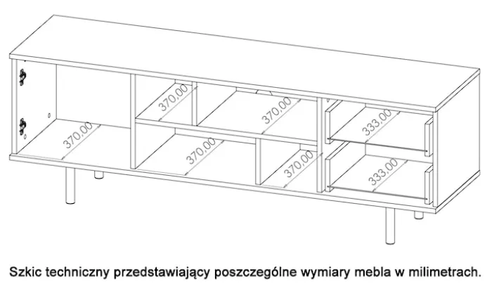 Szafka RTV Klazby 150 cm czarny mat lamele