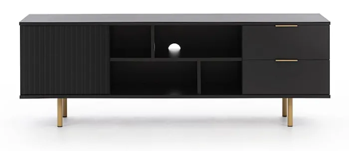 Szafka RTV Klazby 150 cm czarny mat lamele