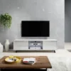 Szafka RTV Lefyr 140 cm Biały mat / Biały połysk