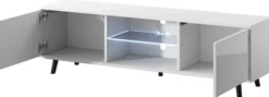 Szafka RTV Lefyr 140 cm Biały mat / Biały połysk