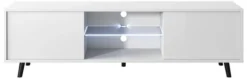 Szafka RTV Lefyr 140 cm Biały mat / Biały połysk