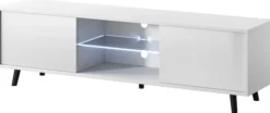 Szafka RTV Lefyr 140 cm Biały mat / Biały połysk