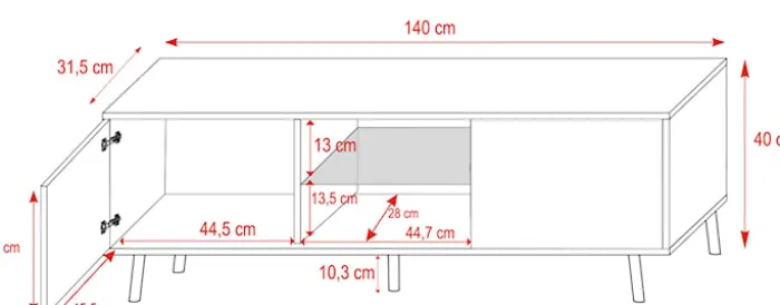 Szafka RTV Lefyr 140 cm Biały mat / Biały połysk