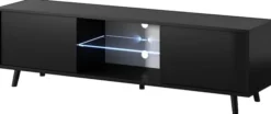Szafka RTV Lefyr 140 cm Czarny mat / Czarny połysk