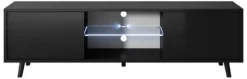 Szafka RTV Lefyr 140 cm Czarny mat / Czarny połysk