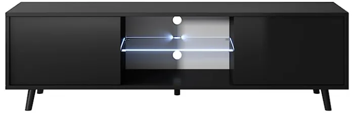 Szafka RTV Lefyr 140 cm Czarny mat / Czarny połysk