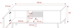 Szafka RTV Lefyr 140 cm Czarny mat / Czarny połysk