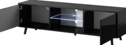 Szafka RTV Lefyr 140 cm Czarny mat / Czarny połysk