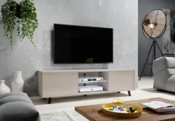 Szafka RTV Lefyr 140 cm Szary beż