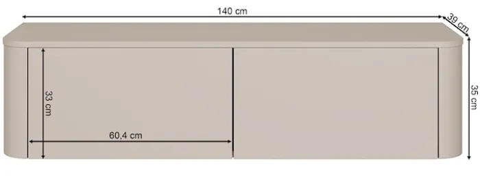 Szafka RTV Luvio wisząco-stojąca 140 cm kaszmir