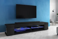Szafka RTV Mitchell 180 cm Czarny mat / Czarny połysk
