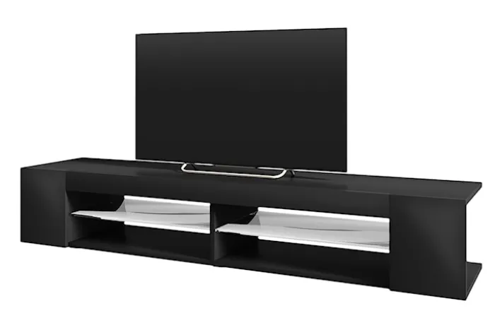 Szafka RTV Mitchell 180 cm Czarny mat / Czarny połysk