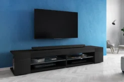Szafka RTV Mitchell 180 cm Czarny mat / Czarny połysk
