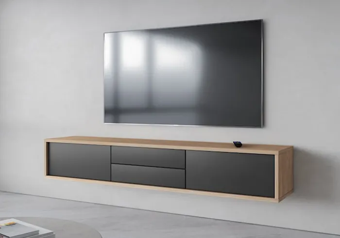 Szafka RTV Moddern 180 cm z szufladami i opcją powieszenia dąb olejowany / antracyt