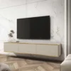 Szafka RTV Mucalma 175 cm beżowa ze złotymi wstawkami lamele