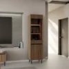 Szafka RTV Osaka z dwiema szufladami i ryflowanymi frontami 140 cm dąb evoke na czarnych nogach