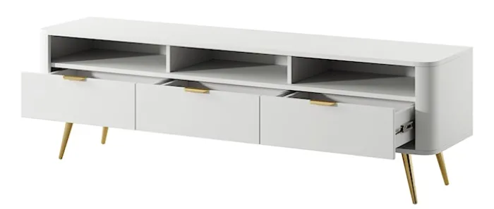 Szafka RTV Oval 160 cm z wnękami Biała