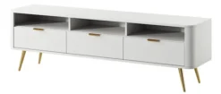 Szafka RTV Oval 160 cm z wnękami Biała