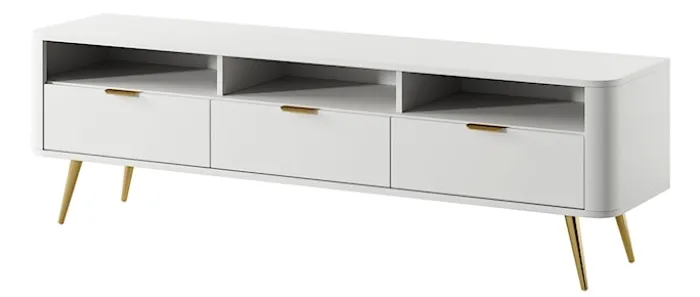 Szafka RTV Oval 160 cm z wnękami Biała