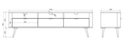 Szafka RTV Oval 160 cm z wnękami Biała