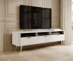 Szafka RTV Oval 160 cm z wnękami Biała