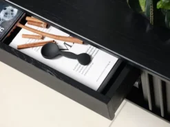 Szafka RTV Ovitties 160 cm czarne lamele