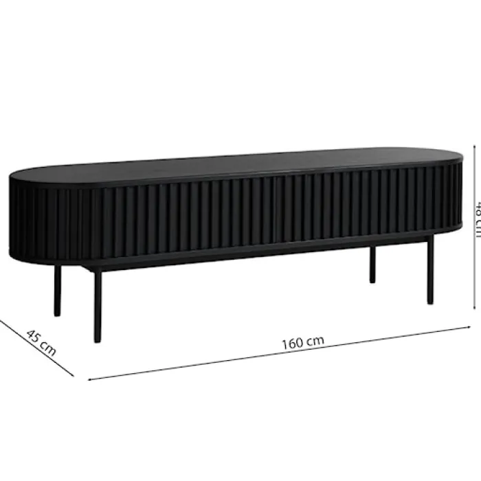 Szafka RTV Ovitties 160 cm czarne lamele