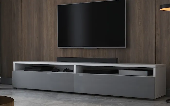 Szafka RTV Rednaw 180 cm Biały mat / Szary połysk