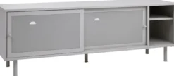 Szafka RTV Sonaves 160 cm metalowa z przesuwnymi drzwiami szara