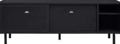 Szafka RTV Sonaves 160 cm metalowa z przesuwnymi drzwiami czarna