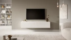 Szafka RTV Telire 138,6 cm Biały z lamelowym frontem