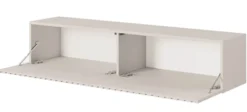 Szafka RTV Telire 138,6 cm Szary beż z lamelowym frontem