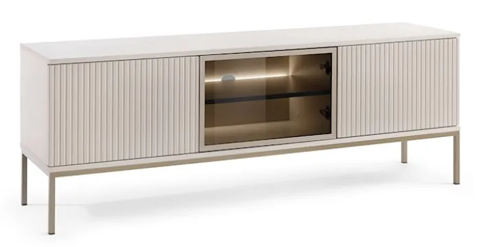 Szafka RTV Tosena trzydrzwiowa z oświetleniem LED 154 cm Kaszmir
