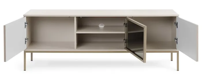 Szafka RTV Tosena trzydrzwiowa z oświetleniem LED 154 cm Kaszmir