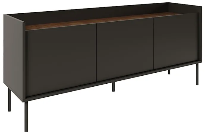 Szafka RTV Tovi trzydrzwiowa 140 cm czarny/orzech wisconsin