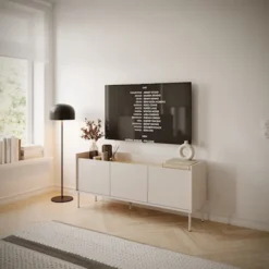Szafka RTV Tovi trzydrzwiowa 140 cm kaszmir/dąb lindberg