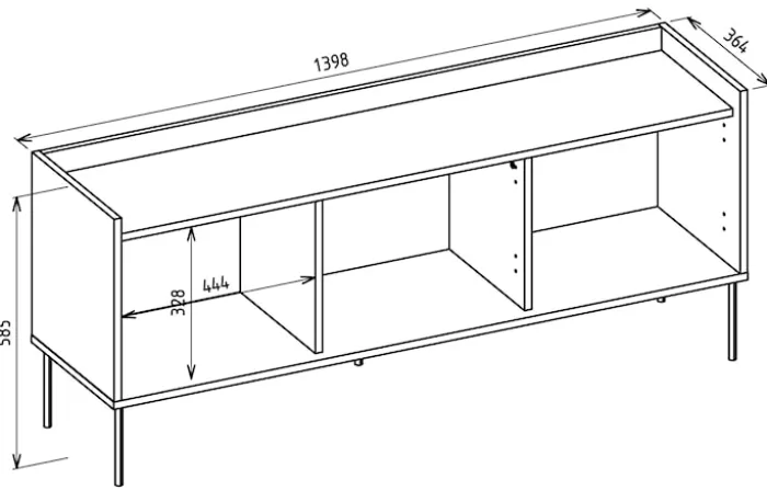 Szafka RTV Tovi trzydrzwiowa 140 cm kaszmir/dąb lindberg
