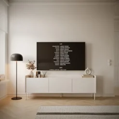 Szafka RTV Tovi trzydrzwiowa 175 cm biała/dąb lindberg